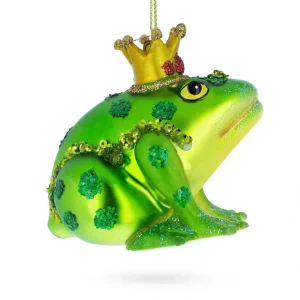 Regal Frog In Crown - Blown Glass Christmas Ornament - CaringForTots - Professional Baby and Children's Products | Caring for Growth, Caring for Every Moment* Ornaments