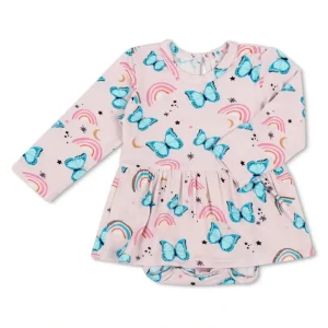 Retro Butterflies Bodysuit Dress - CaringForTots - Professional Baby and Children's Products | Caring for Growth, Caring for Every Moment* Dresses - Long Sleeve