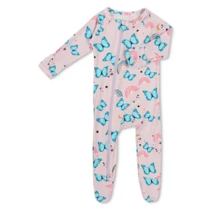 Retro Butterflies Footie - CaringForTots - Professional Baby and Children's Products | Caring for Growth, Caring for Every Moment* Footie Pajamas