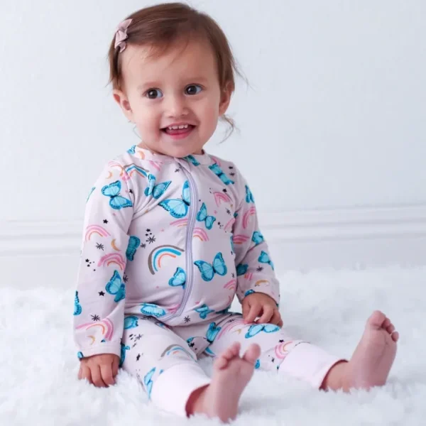 Retro Butterflies Romper - CaringForTots - Professional Baby and Children's Products | Caring for Growth, Caring for Every Moment* Rompers - Zippered
