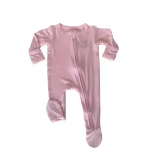 Rhinestone Heart Zippered Footie - CaringForTots - Professional Baby and Children's Products | Caring for Growth, Caring for Every Moment* Footies - Zippered