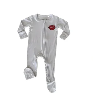 Rhinestone Lips Zippered Footie - CaringForTots - Professional Baby and Children's Products | Caring for Growth, Caring for Every Moment* Footies - Zippered