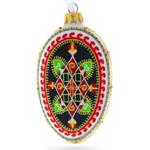 Rhombus Pysanka Glass Egg Ornament 4 Inches - CaringForTots - Professional Baby and Children's Products | Caring for Growth, Caring for Every Moment* Ornaments