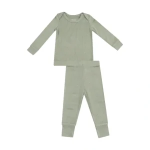 Rib Lounge Wear Set - Solid Desert Sage - CaringForTots - Professional Baby and Children's Products | Caring for Growth, Caring for Every Moment* Pajamas - Long Set