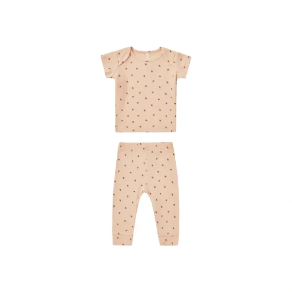 Ribbed Short Sleeve Tee + Legging Set - Strawberries - CaringForTots - Professional Baby and Children's Products | Caring for Growth, Caring for Every Moment* Clothing