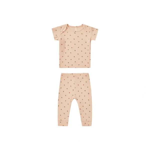 Clothing | Ribbed Short Sleeve Tee + Legging Set - Strawberries - CaringForTots - Professional Baby and Children's Products | Caring for Growth, Caring for Every Moment