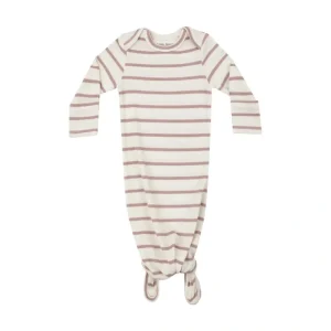 Ribbed Stripe Misty Rose Knotted Gown - CaringForTots - Professional Baby and Children's Products | Caring for Growth, Caring for Every Moment* Clothing