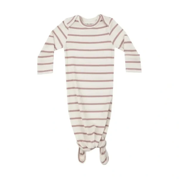 Ribbed Stripe Misty Rose Knotted Gown - CaringForTots - Professional Baby and Children's Products | Caring for Growth, Caring for Every Moment* Clothing