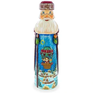 Riding On Air Balloon Hand Carved Solid Wood Santa Figurine 11 Inches - CaringForTots - Professional Baby and Children's Products | Caring for Growth, Caring for Every Moment* Carved Wooden Santa