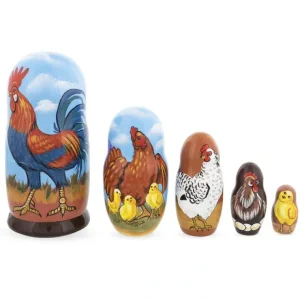 Rooster And Family Wooden Nesting Dolls - CaringForTots - Professional Baby and Children's Products | Caring for Growth, Caring for Every Moment* Animals