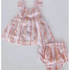 Rose Gold Metallic Striped Cotton Dress Bloomer - CaringForTots - Professional Baby and Children's Products | Caring for Growth, Caring for Every Moment* Clothing