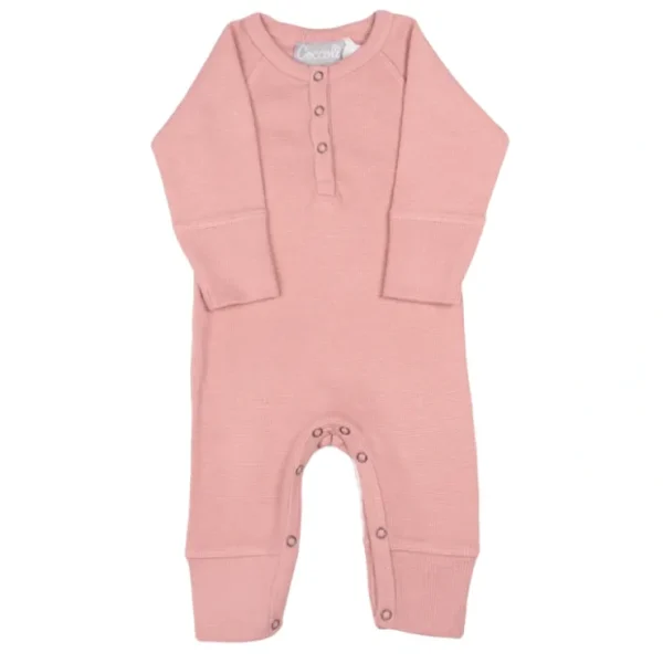 Rose Modal Waffle Unionsuit - CaringForTots - Professional Baby and Children's Products | Caring for Growth, Caring for Every Moment* Clothing