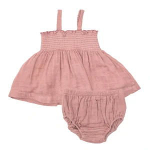Rose Tan Smocked Top Bloomer - CaringForTots - Professional Baby and Children's Products | Caring for Growth, Caring for Every Moment* Clothing