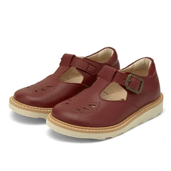 Rosie Vegan T-Bar Kids Shoe Cherry Synthetic Leather - CaringForTots - Professional Baby and Children's Products | Caring for Growth, Caring for Every Moment* T-Bars
