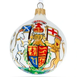 Royal Crest: Coat Of Arms Of United Kingdom Blown Glass Ball Christmas Ornament 3.25 Inches - CaringForTots - Professional Baby and Children's Products | Caring for Growth, Caring for Every Moment* Christmas Tree Ornaments
