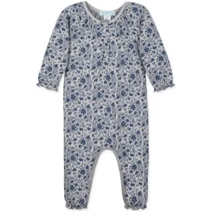 Ruched Romper - Isabella On Grey 100% Pima Cotton - CaringForTots - Professional Baby and Children's Products | Caring for Growth, Caring for Every Moment* Rompers