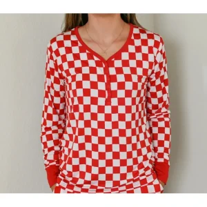 Rudolph Checkers Womens Dream Top - CaringForTots - Professional Baby and Children's Products | Caring for Growth, Caring for Every Moment* Tees - Long Sleeve