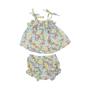 Ruffle Top & Bloomer - Golden Peony Floral - CaringForTots - Professional Baby and Children's Products | Caring for Growth, Caring for Every Moment* Bloomers