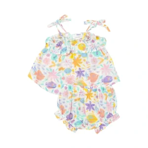 Ruffle Top & Bloomer - Tropical Fish Floral - CaringForTots - Professional Baby and Children's Products | Caring for Growth, Caring for Every Moment* Bloomers