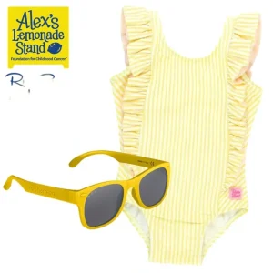 Rufflebutts Toddler Seersucker One Piece With Roshambo Yellow Sunglasses - CaringForTots - Professional Baby and Children's Products | Caring for Growth, Caring for Every Moment* Sunglasses