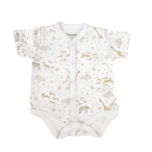 Safari Full Short Sleeve Snap Bodysuit, White - CaringForTots - Professional Baby and Children's Products | Caring for Growth, Caring for Every Moment* Onesies - Short Sleeve