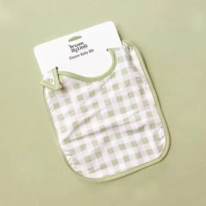 Sage Gingham Dream Baby Bib - CaringForTots - Professional Baby and Children's Products | Caring for Growth, Caring for Every Moment* Bibs