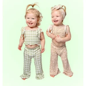 Sage Gingham Dream Smocked Flare Set - CaringForTots - Professional Baby and Children's Products | Caring for Growth, Caring for Every Moment* The Dream Smocked Flare Set