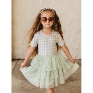 Sage Gingham Dream Tutu Dress - CaringForTots - Professional Baby and Children's Products | Caring for Growth, Caring for Every Moment* Dresses - Short Sleeve