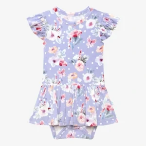 Clothing | Samantha Ruffled Capsleeve Basic Twirl Skirt Bodysuit - CaringForTots - Professional Baby and Children's Products | Caring for Growth, Caring for Every Moment