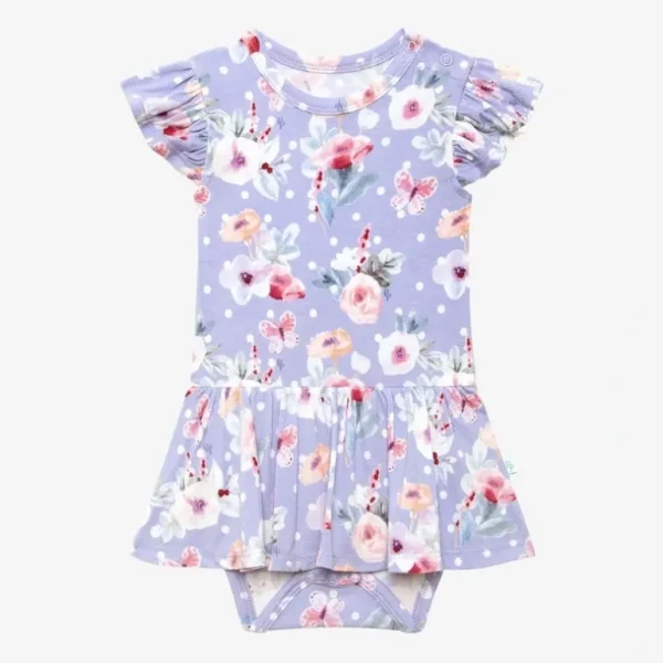 Clothing | Samantha Ruffled Capsleeve Basic Twirl Skirt Bodysuit - CaringForTots - Professional Baby and Children's Products | Caring for Growth, Caring for Every Moment