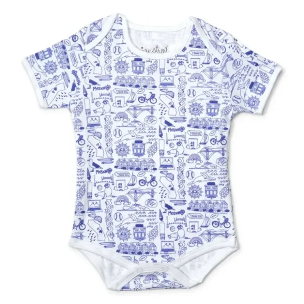 San Francisco Short Sleeve Body Suit - Hydrangea Blue - San Francisco - Hydrangea Blue - CaringForTots - Professional Baby and Children's Products | Caring for Growth, Caring for Every Moment* Onesies