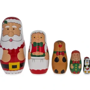 Santa Claus, Mrs. Claus, Reindeer, Elf Wooden Nesting Dolls 6 Inches - CaringForTots - Professional Baby and Children's Products | Caring for Growth, Caring for Every Moment* Santa