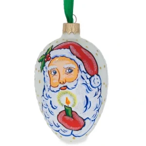 Santa Holding Candle Glass Egg Ornament 4 Inches - CaringForTots - Professional Baby and Children's Products | Caring for Growth, Caring for Every Moment* Christmas Tree Ornaments