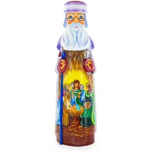Santa Over Nativity Scene Ukrainian Hand Carved Solid Wood Figurine 11 Inches - CaringForTots - Professional Baby and Children's Products | Caring for Growth, Caring for Every Moment* Carved Wooden Santa