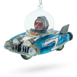 Santa Riding Spaceship - Blown Glass Christmas Ornament - CaringForTots - Professional Baby and Children's Products | Caring for Growth, Caring for Every Moment* Christmas Tree Ornaments