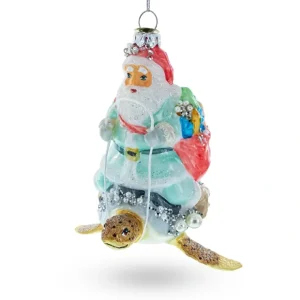 Santa Riding Turtle - Blown Glass Christmas Ornament - CaringForTots - Professional Baby and Children's Products | Caring for Growth, Caring for Every Moment* Ornaments