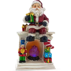 Santa Sitting On A Fireplace Led Lights Figurine 7.75 Inches - CaringForTots - Professional Baby and Children's Products | Caring for Growth, Caring for Every Moment* AL