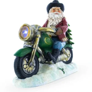 Santa The Cowboy Riding Motorcycle Led Light Figurine 8.5 Inches - CaringForTots - Professional Baby and Children's Products | Caring for Growth, Caring for Every Moment* AL