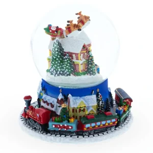 Santa's Magical Flight: Animated Musical Christmas Water Snow Globe With Moving Train Base - CaringForTots - Professional Baby and Children's Products | Caring for Growth, Caring for Every Moment* Play Vehicles
