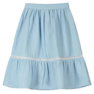 Clothing | Santorini Stitched Blue White Cotton Skirt - CaringForTots - Professional Baby and Children's Products | Caring for Growth, Caring for Every Moment