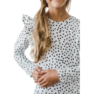 Scattered Dot L/s Ruffle Tee - CaringForTots - Professional Baby and Children's Products | Caring for Growth, Caring for Every Moment* Tees - Long Sleeve