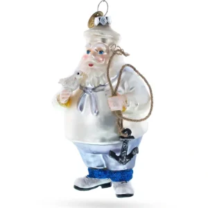 Seafaring Santa With Anchor - Blown Glass Christmas Ornament - CaringForTots - Professional Baby and Children's Products | Caring for Growth, Caring for Every Moment* Christmas Tree Ornaments