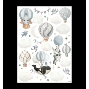Selene - Wall Decals Murals - Animals And Hot-air Balloons (blue) - CaringForTots - Professional Baby and Children's Products | Caring for Growth, Caring for Every Moment* All Products