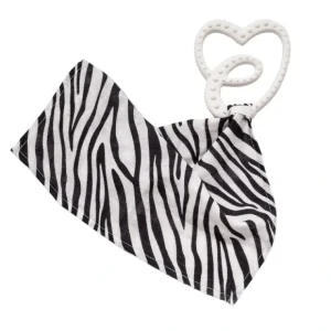 Sensory Teether With Mini Muslin - White/zebra - CaringForTots - Professional Baby and Children's Products | Caring for Growth, Caring for Every Moment* Teethers