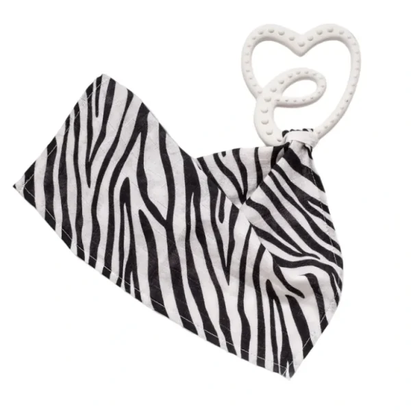 Sensory Teether With Mini Muslin - White/zebra - CaringForTots - Professional Baby and Children's Products | Caring for Growth, Caring for Every Moment* Teethers