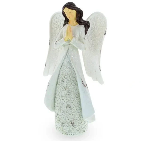 Serene Praying Angel In Snowflakes Dress Figurine - CaringForTots - Professional Baby and Children's Products | Caring for Growth, Caring for Every Moment* Angels