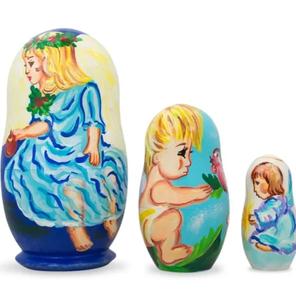 Set Of 3 Baby Angels Wooden Nesting Dolls 4.25 Inches - CaringForTots - Professional Baby and Children's Products | Caring for Growth, Caring for Every Moment* Religious