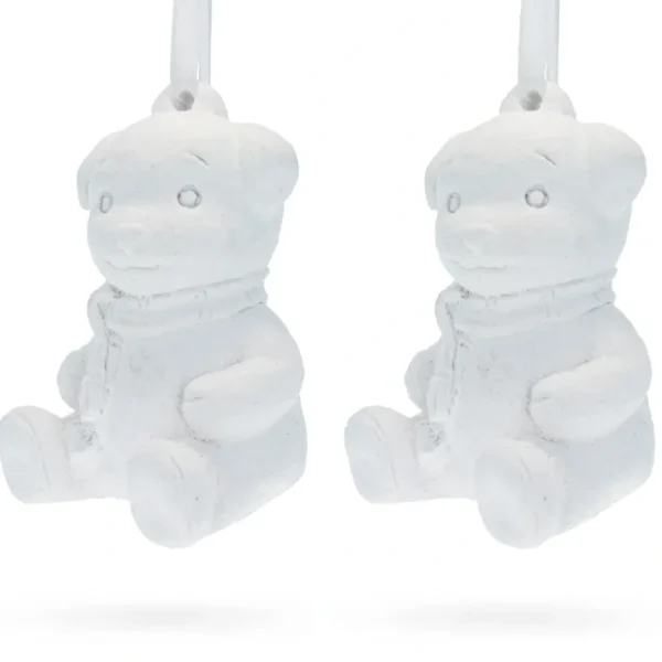 Set Of 2 Blank White Unfinished Unpainted Plaster Teddy Bear Ornaments 3.5 Inches - CaringForTots - Professional Baby and Children's Products | Caring for Growth, Caring for Every Moment* Ornaments