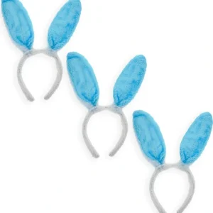 Set Of 3 Blue Fabric Bunny Ear Headbands, Each 11.7 Inches - CaringForTots - Professional Baby and Children's Products | Caring for Growth, Caring for Every Moment* Bunny Ears