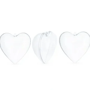 Set Of 3 Clear Plastic Heart Ornament 4.6 Inches (117 Mm) - CaringForTots - Professional Baby and Children's Products | Caring for Growth, Caring for Every Moment* Christmas Tree Ornaments